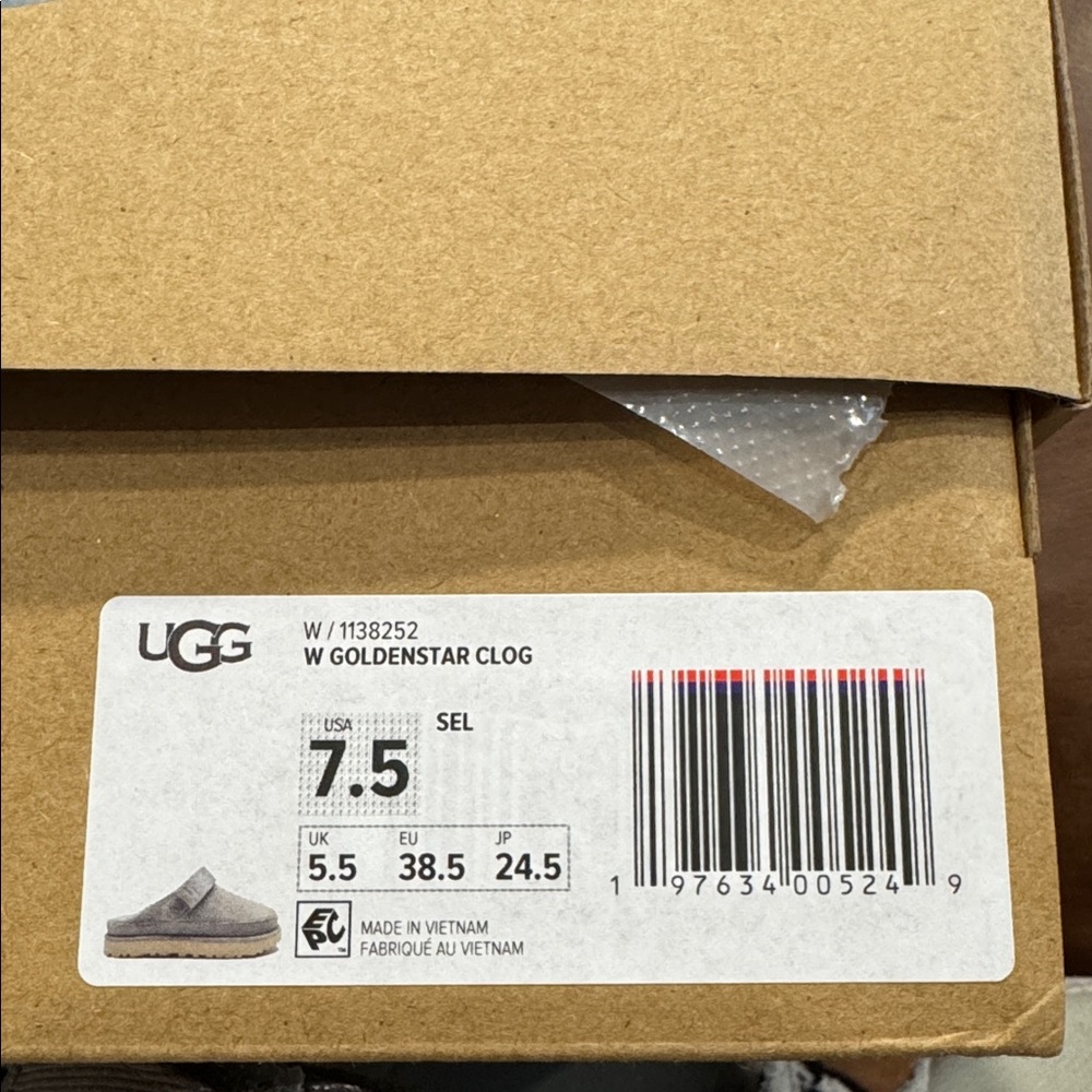 UGG Goldenstar Clog Women’s 7.5 Gray Suede Adjustable Strap New in Box - Picture 10 of 11